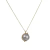 Carla Caruso - Sliver Moon with Grey Pearl Necklace